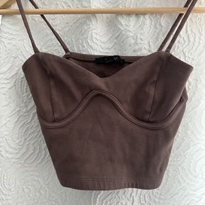 Brown Contour Crop Tank
